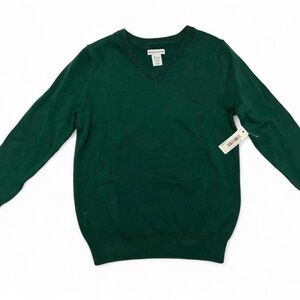 Amazon Essentials Boys Small 6-7 Teal V-Neck Sweater Dark Green New
